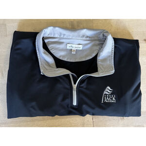 Peter Millar Mens XXL Black Crown Perth Stretch Quarter Zip Three Jack National